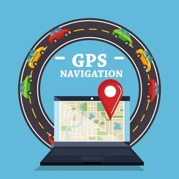 Laptop with gps navigation software Illustrazione stock