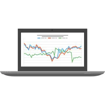 Laptop with graph and chart forex trade money stock vector Illustrazione stock