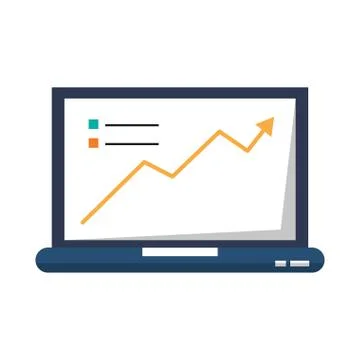 Laptop graph data isolated 스톡 일러스트