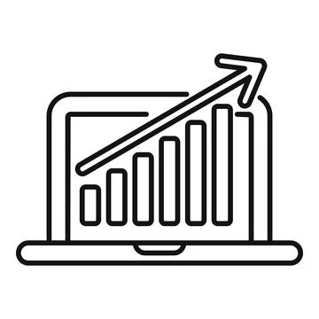 Laptop graph development icon outline vector. Sustainable development Illustrazione stock