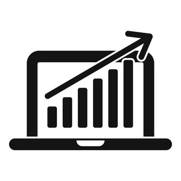Laptop graph development icon simple vector. Sustainable development Stock Illustration