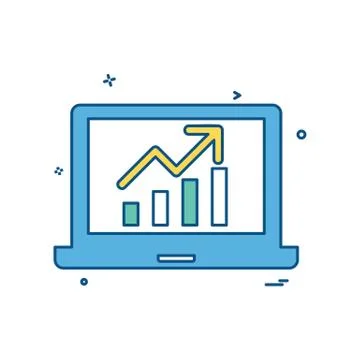 Laptop Graph icon design vector Stock Illustration