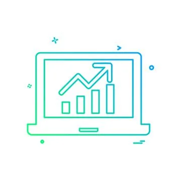 Laptop Graph icon design vector Stock Illustration