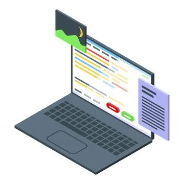 Laptop graph icon isometric vector. Code monitor Stock Illustration