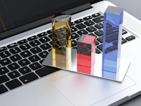 Laptop with graph イラスト素材