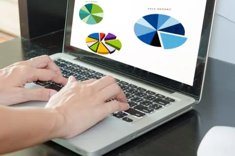 Laptop graph Stock Photos