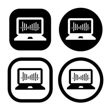 Laptop with graphic display flat icon vector illustration symbol. Illustrazione stock