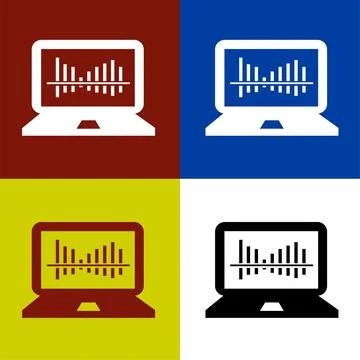 Laptop with graphic display flat icon vector illustration symbol. Stock Illustration