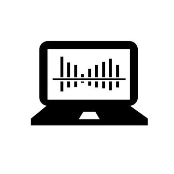 Laptop with graphic display flat icon vector illustration symbol. Stock Illustration