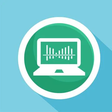 Laptop with graphic display flat icon vector illustration symbol. Illustrazione stock