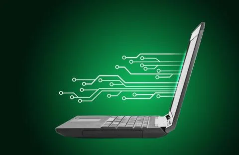 Laptop on green 스톡 일러스트