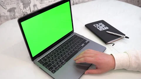 Laptop with green screen. Chromakey Stock Footage 249757204