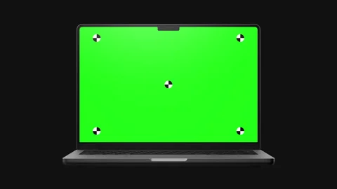 Laptop green screen front view zoom out Stock Footage 343635410