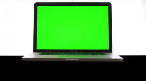 Laptop With Green Screen Isolated On Whi... | Stock Video | Pond5