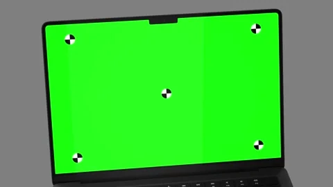 Laptop Green Screen Left Angle Orbit To Front Stock Footage 343647872
