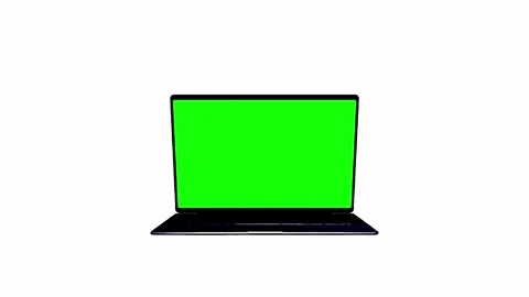 Laptop with green screen mockup, motion graphics element zooming in Stock Footage 299543507