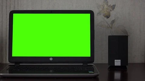 Laptop with green screen pan Stock Footage 76038045