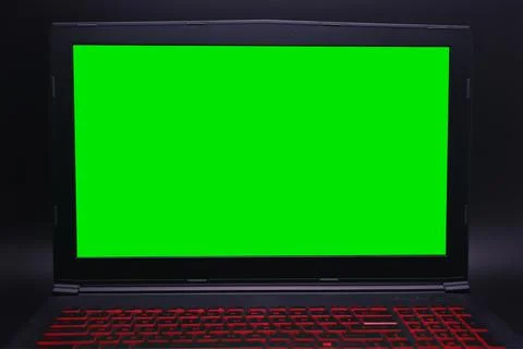 Laptop with a green screen Stock Photos