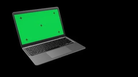 Laptop Green Screen Rendering with Tracking Markers Stock Illustration