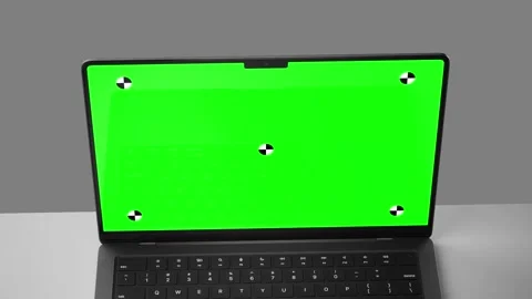 Laptop Green Screen Right Angle Orbit To Front Stock Footage 343647860