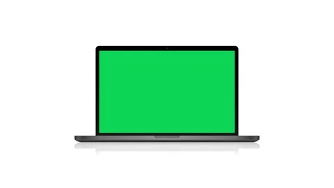 Laptop with green screen on white background animation 4k video Stock Footage