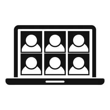 Laptop group video call icon, simple style Stock Illustration