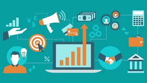 Laptop with Growing Bar Chart and Cash Flow Concept computer screen Stock Footage 323448003