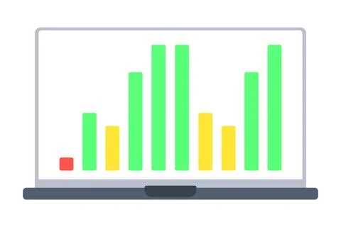Laptop with growing financial bar chart on screen Stock Illustration
