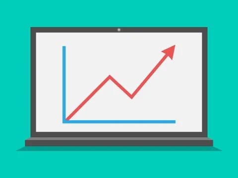 Laptop with growth graph Stock Illustration