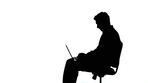 Laptop Guy 03 silhouette Stock Footage 32166796