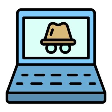 Laptop hacker attack icon color outline vector Stock Illustration