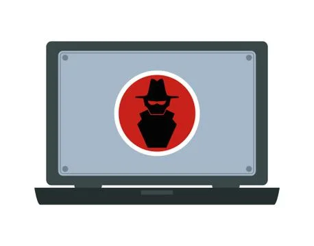 Laptop with hacker attack vector illustration Stock Illustration