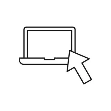 Laptop with Hand icon Vector Design. Laptop icon with Hand Gesture design con Stock Illustration