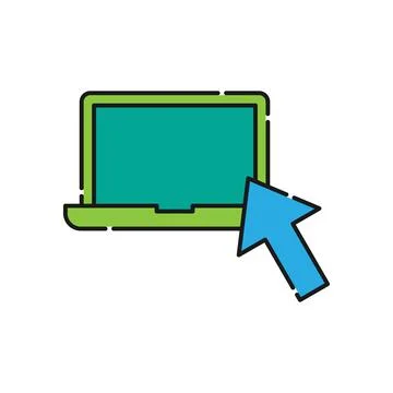 Laptop with Hand icon Vector Design. Laptop icon with Hand Gesture design con Stock-Illustration