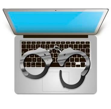 Laptop handcuffs Stock Illustration