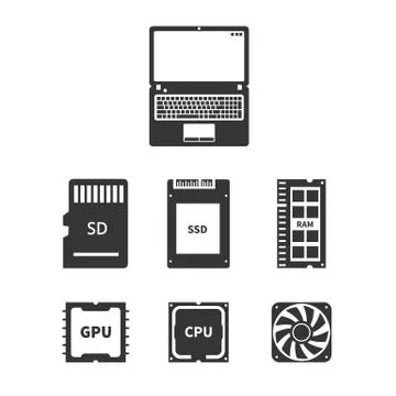 Laptop Hardware Icons Stock Illustration