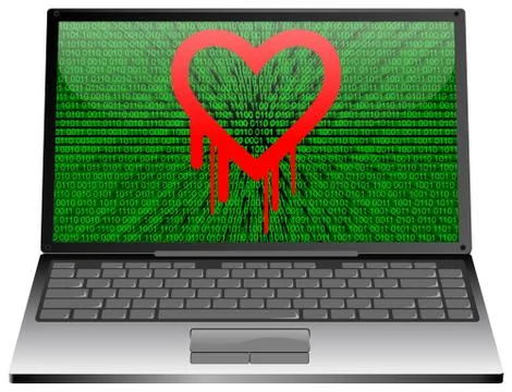 Laptop with Heartbleed bug 스톡 사진