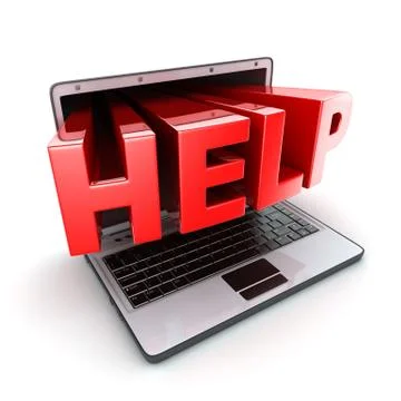 Laptop help symbol (done in 3d, isolated) Stockillustratie