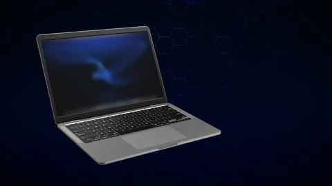 A Laptop with Hexagonal Technology Background Ilustración de archivo
