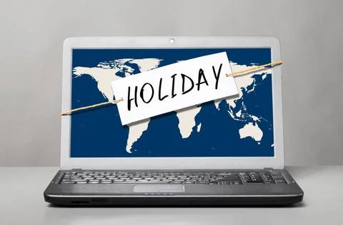Laptop with holiday note laptop with note about holiday Copyright: xZoonar... Stock Photos