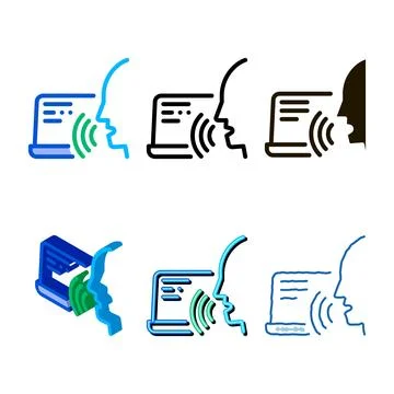 Laptop human voice control icon modern vector Stock Illustration