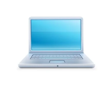 Laptop icon with blue empty screen 스톡 일러스트