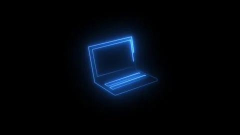 Laptop icon blue Video stock 334381242
