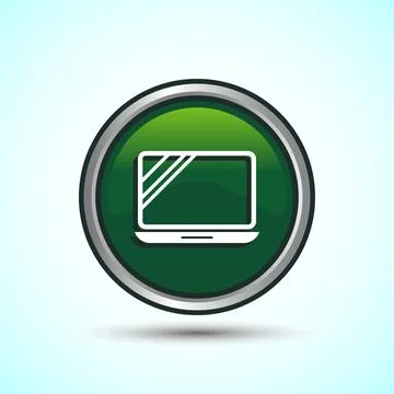 Laptop Icon Design Illustration, Computer Icon For Apps and Websites, Green.. Stock Illustration