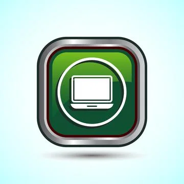 Laptop Icon Design Illustration, Computer Icon For Apps and Websites, Green.. Stock Illustration