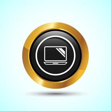 Laptop Icon Design Illustration, Computer Icon For Apps and Websites, Gold .. Illustrazione stock