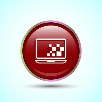 Laptop Icon Design Illustration, Computer Icon For Apps and Websites, Red C.. イラスト素材