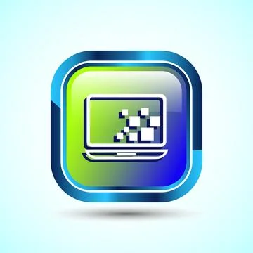 Laptop Icon Design Illustration, Computer Icon For Apps and Websites, Gloss.. Illustrazione stock