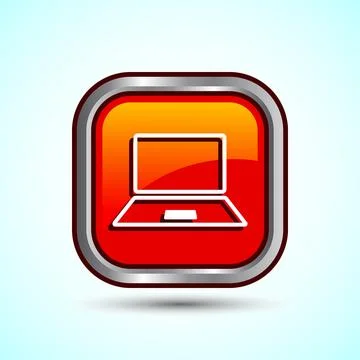 Laptop Icon Design Illustration, Computer Icon For Apps and Websites, Orang.. Illustrazione stock