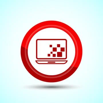 Laptop Icon Design Illustration, Computer Icon For Apps and Websites, Red C.. Stock Illustration